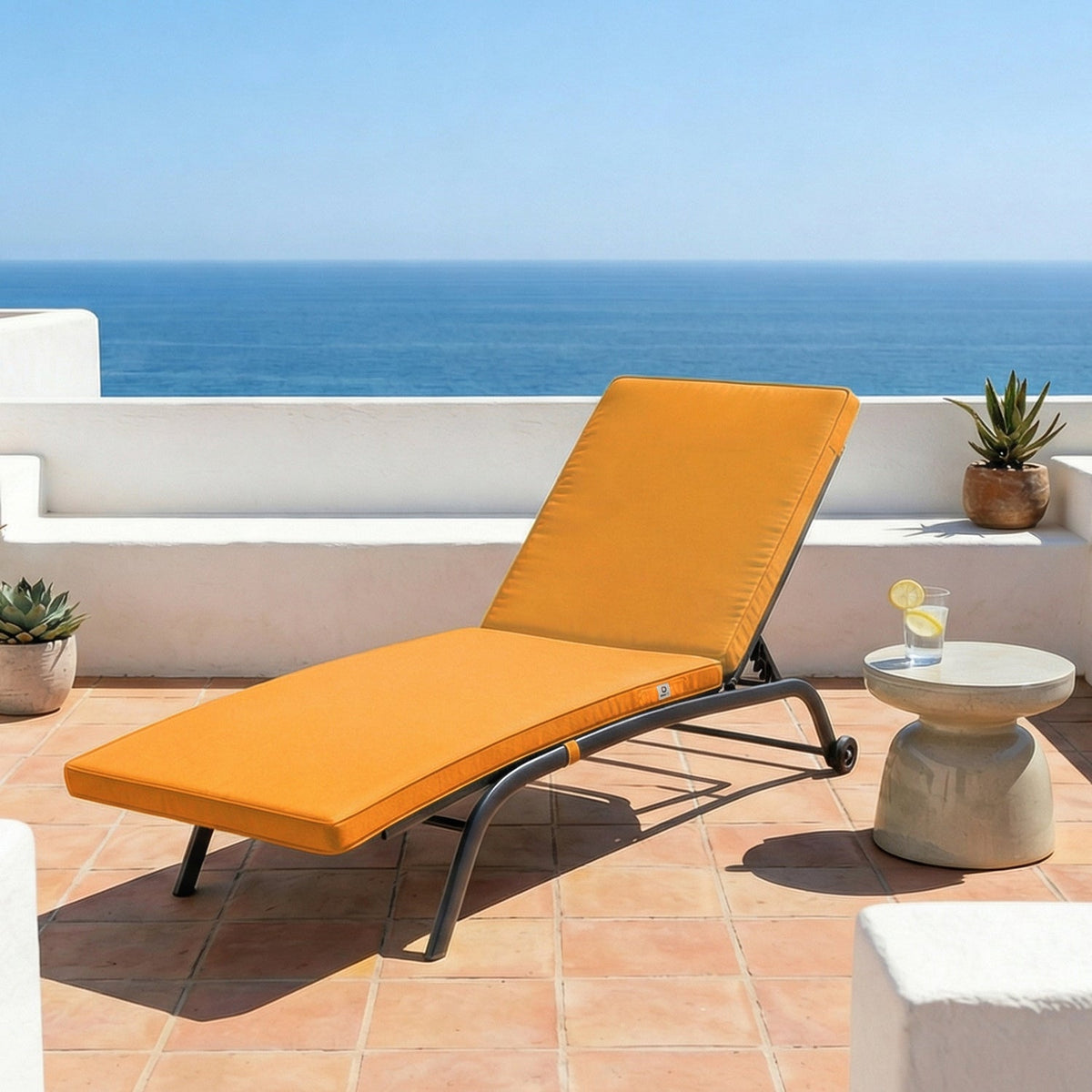 Colchoneta para Tumbona 185x60 Amarillo Miel – Con Funda Extraíble & Impermeable (Tumbona)