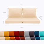 Ensemble de 3 coussins beige pour salon de jardin, déhoussables et anti-UV, pour fauteuils et canapés.