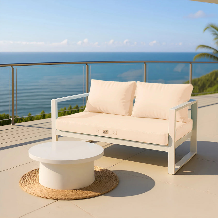 Ensemble de coussins de salon de jardin beige 100x50cm, déhoussables et anti-UV, pour fauteuils et canapés, Deco-arts.fr