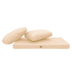 Ensemble de coussins de salon de jardin beige 100x50cm, déhoussables et anti-UV pour fauteuils et canapés.