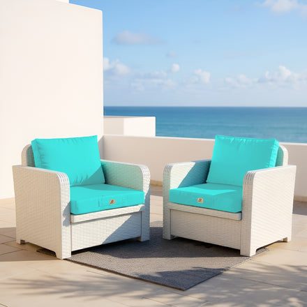 Conjunto de Cojines para Salón de Jardín 50x50 Azul Caribe - Con Funda Extraíble & Anti-UV (Asiento + Respaldo)
