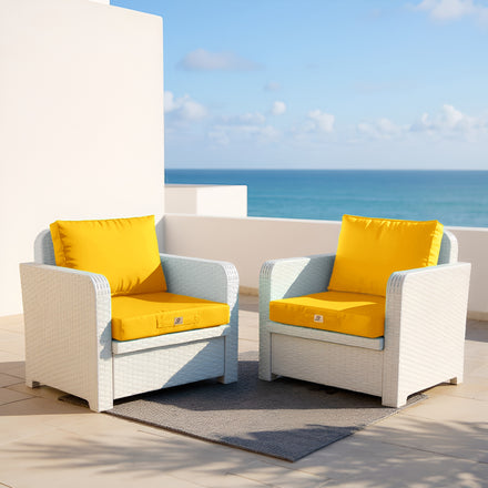 Ensemble Coussins Salon Jardin 60x60 Jaune - Déhoussable & Anti-UV (Assise + Dossier)