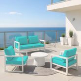 Coussins pour salon de jardin déhoussable 50x50cm Bleu caraïbes - Deco-arts.fr