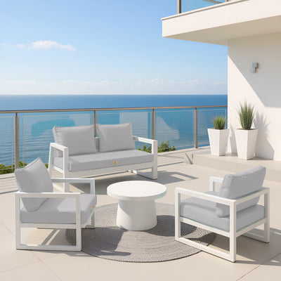 Ensemble de coussins gris galet pour salon jardin, 50x60 cm, pour fauteuils et canapés, avec assise et dossier.