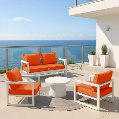 Ensemble de coussins pour salon de jardin Deco-arts.fr, orange, 50x60cm, pour fauteuils et canapés, assise et dossier.