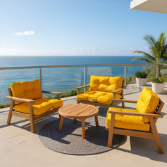 Cojines para sofá de jardín – Acolchado y anti-UV – 60x60cm – Amarillo – Déco Arts