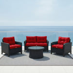 Coussins capitonnés rouges 50x50cm, épais 15cm et moelleux pour fauteuils et canapés, décoration moderne et confortable.