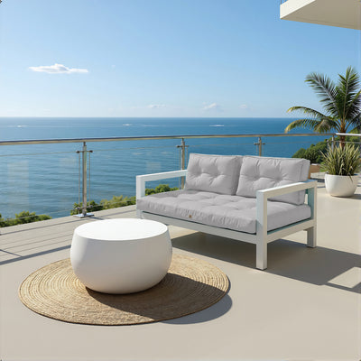 Coussin capitonné gris galet pour banquette 120x60cm, épais 15cm, ensemble de 1 assise et 2 dossiers pour fauteuils et canapés.