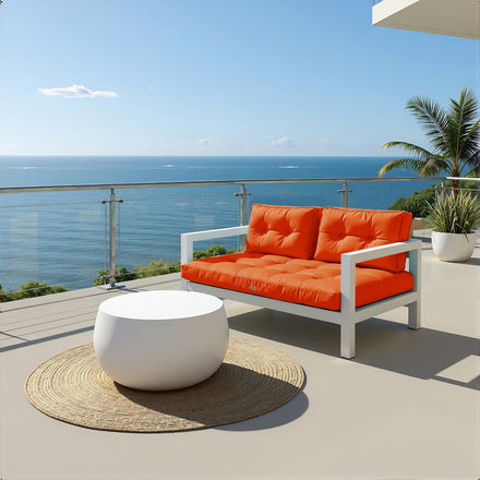 Ensemble Coussins Capitonné Banquette 120x60 Orange - Épais 15cm (1 Assise + 2 Dossiers)