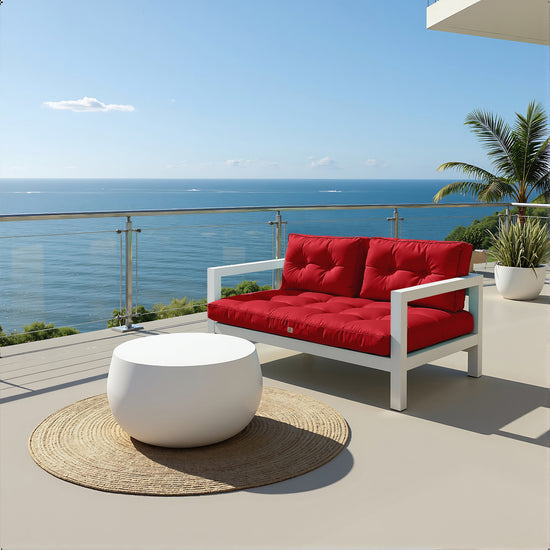 Coussins pour salon de jardin capitonné 100x50cm rouge - Deco-arts.fr