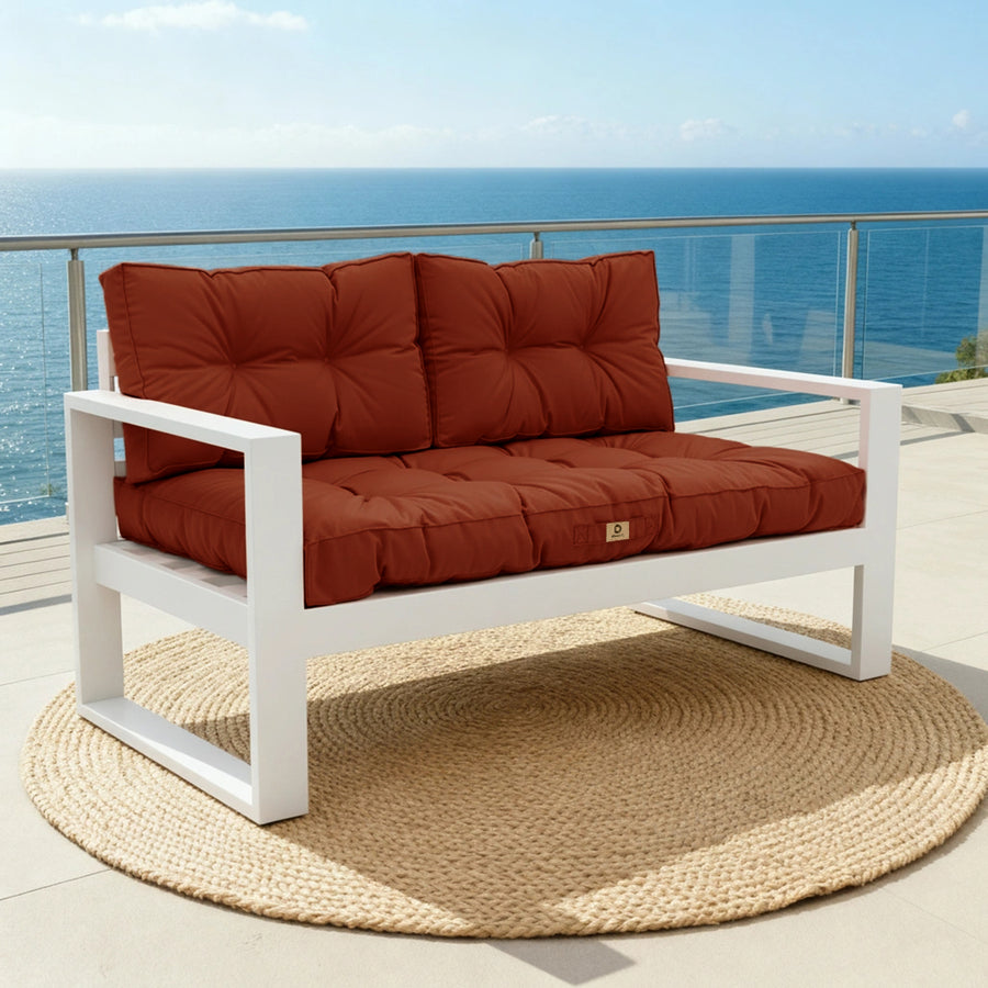 Ensemble de coussins capitonnés terracotta pour banquette, 100x50cm, épaissis 15cm, 1 assise et 2 dossiers, pour fauteuils et canapés.