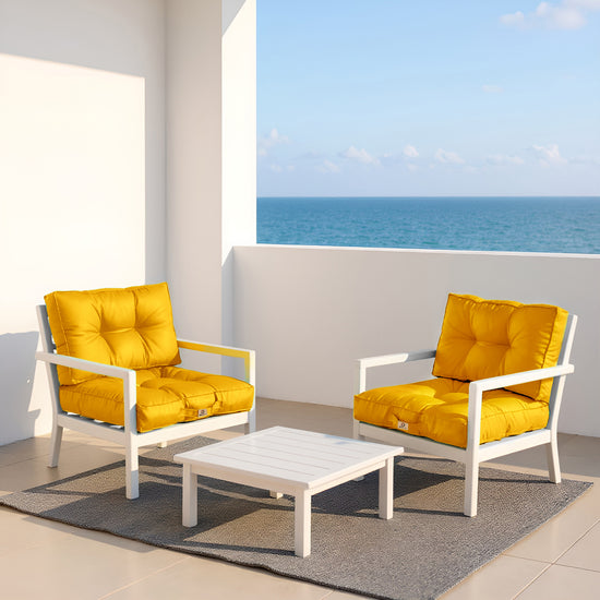 Coussins pour salon de jardin capitonné 50x50cm jaune - Deco-arts.fr