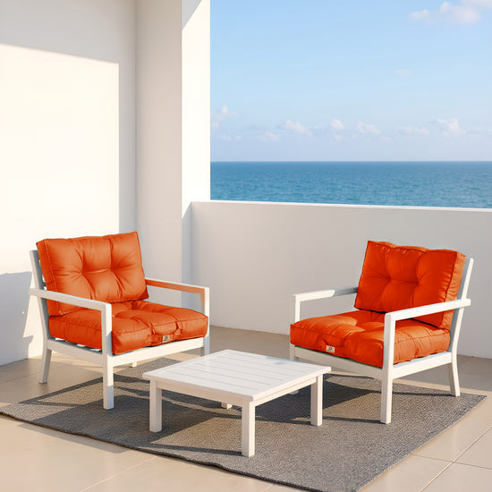 Coussins pour salon de jardin capitonné 50x50cm orange - Deco-arts.fr
