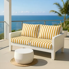 Coussins pour salon de jardin déhoussable 120x60cm - Rayure Jaunes