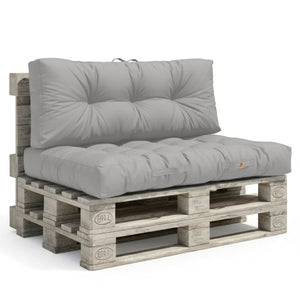 Conjunto de Cojines para Palé 120x80 Gris Guijarro - Impermeable & Grueso 15cm
