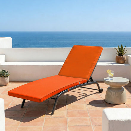 Matelas Bain de Soleil 185x60 Orange - Déhoussable & Imperméable (Transat)