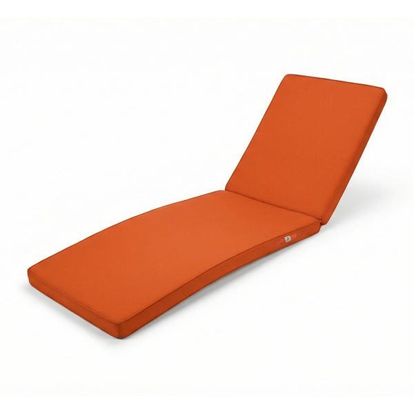Matelas bain de soleil orange 185x60 cm, déhoussable et imperméable, pour transat confort et style.