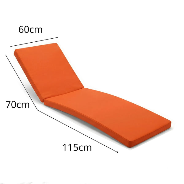 Matelas bain de soleil orange Deco-arts.fr, déhoussable et imperméable, pour transat 185x60 cm, confortable et résistant.