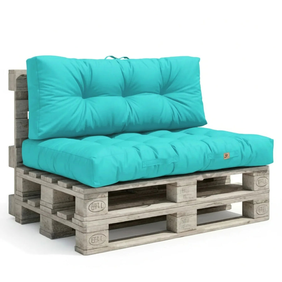Conjunto de Cojines para Palé 120x80 Azul Caribe, grosor de 15 cm
