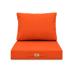 Ensemble Coussins Salon Jardin 60x60 Orange - Déhoussable & Anti-UV (Assise + Dossier)
