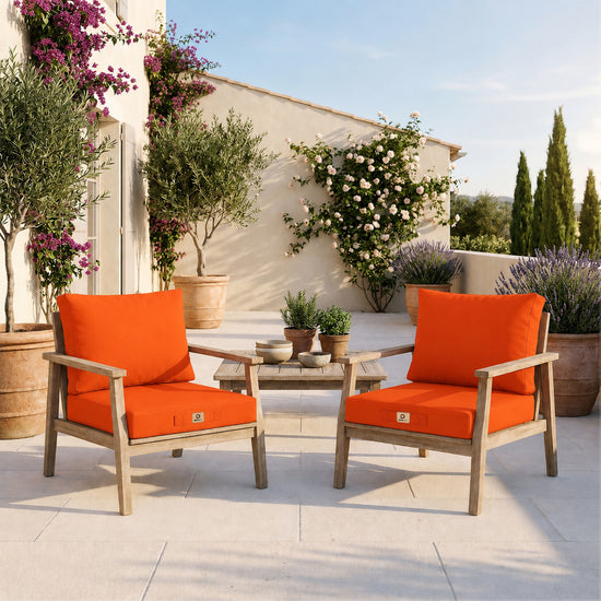Ensemble Coussins Salon Jardin 60x60 Orange - Déhoussable & Anti-UV (Assise + Dossier)