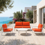 Ensemble Coussins Salon Jardin 60x60 Orange - Déhoussable & Anti-UV (Assise + Dossier)