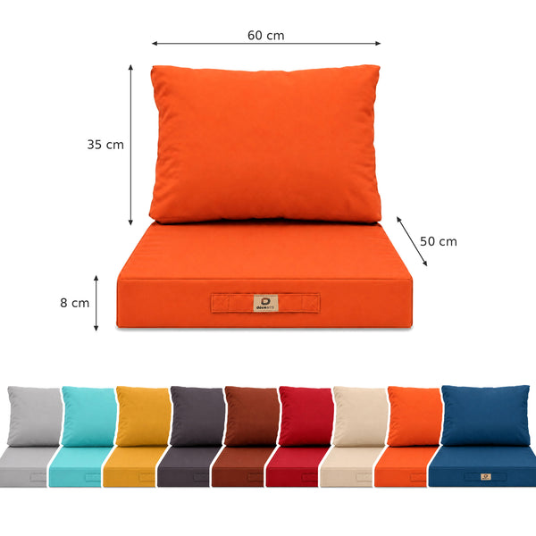 Conjunto de Cojines para Salón de Jardín 50x60 Naranja - Ancho 60 cm (Asiento + Respaldo)