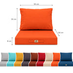 Ensemble Coussins Salon Jardin 50x50 Orange - Déhoussable & Anti-UV (Assise + Dossier)