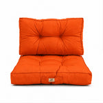 Ensemble Coussins Capitonné 50x50 Orange - Épais 15cm & Moelleux (Assise + Dossier)