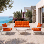 Ensemble Coussins Capitonné 50x50 Orange - Épais 15cm & Moelleux (Assise + Dossier)