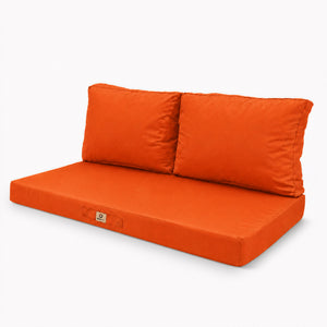 Conjunto de Cojines para Salón de Jardín 100x50 Naranja - Con Funda Extraíble & Anti-UV (1 Asiento + 2 Respaldos)