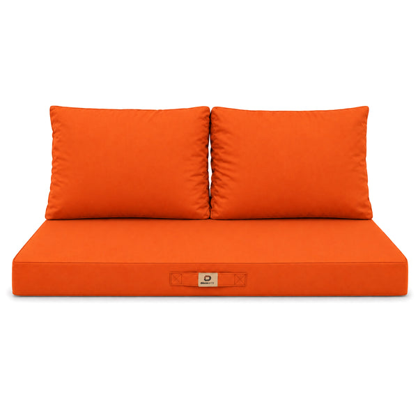 Conjunto de Cojines para Salón de Jardín 100x50 Naranja - Con Funda Extraíble & Anti-UV (1 Asiento + 2 Respaldos)