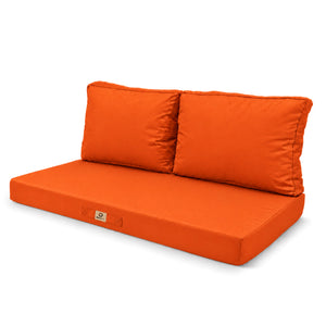 Ensemble Coussins Salon Jardin 100x50 Orange - Déhoussable & Anti-UV (1 Assise + 2 Dossiers)