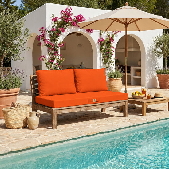 Conjunto de Cojines para Salón de Jardín 120x60 Naranja - Con Funda Extraíble & Anti-UV (1 Asiento + 2 Respaldos)