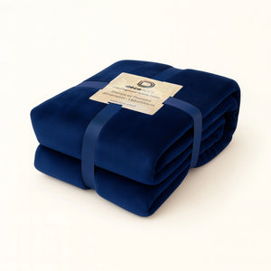 Manta Sherpa Franela 150x200 Azul Marino - Doble Cara Grueso 480g/m² (Especial Sofá)