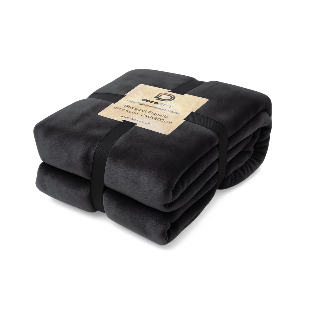 Manta Sherpa Franela XXL 200x240 Gris Antracita, tejido sherpa