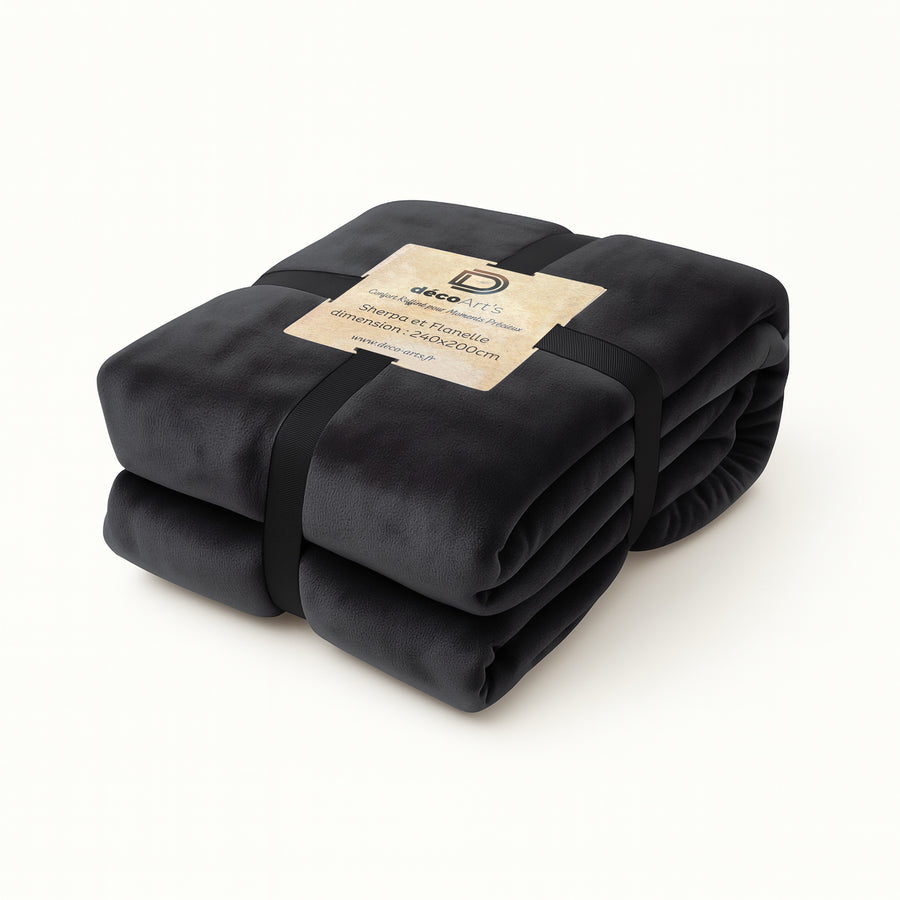 Manta Sherpa Franela XXL 200x240 Gris Antracita, tejido sherpa