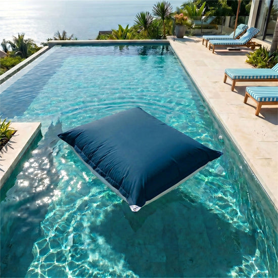 Pouf Géant Flottant 180x140 Bleu Pétrole - Piscine & XXL (Billes)