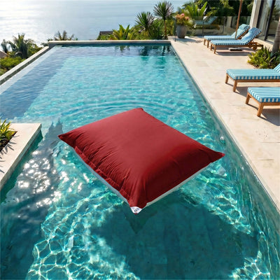 Housse de Pouf Flottant XXL 180x140 Rouge Piment - (Housse Seule à Garnir - Spécial Piscine)