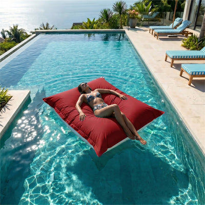Housse de Pouf Flottant XXL 180x140 Rouge Piment - (Housse Seule à Garnir - Spécial Piscine)