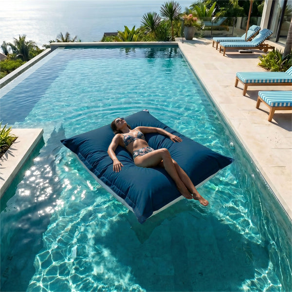 Funda de Puf Flotante XXL 180x140 Azul Petróleo - (Funda para Rellenar - Spécial Piscina)