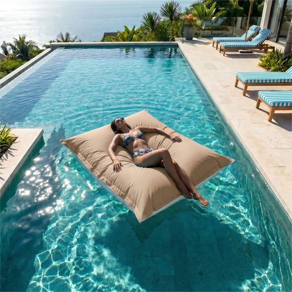 Housse de Pouf Flottant XXL 180x140 Beige - (Housse Seule à Garnir - Spécial Piscine)
