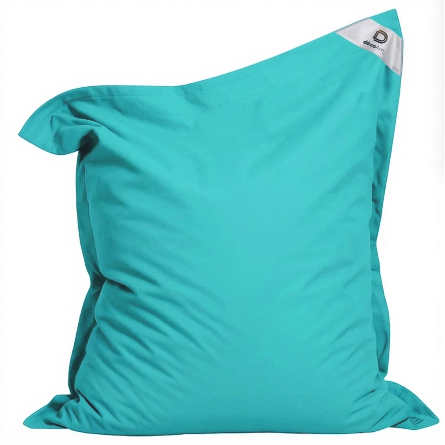 Giant XXL beanbag cover in Caribbean blue, designed for indoor or outdoor use, showcasing a spacious shape.