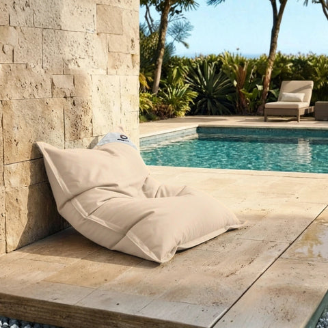 Pouf Géant XXL Intérieur et Extérieur, Déhoussable, Salon, Jardin, Deco Arts Beige