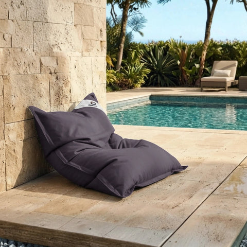 Pouf Géant XXL Intérieur et Extérieur, Déhoussable, Salon, Jardin, Deco Arts Gris carbone