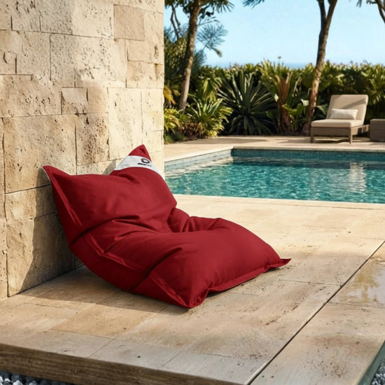 Pouf Géant XXL Intérieur et Extérieur, Déhoussable, Salon, Jardin, Deco Arts Rouge piment