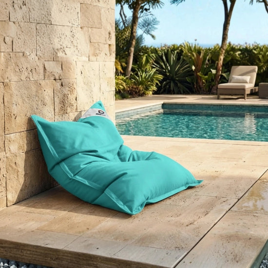 Pouf Géant XXL Intérieur et Extérieur, Déhoussable, Salon, Jardin, Deco Arts Bleu Caraïbes