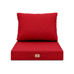 Ensemble Coussins Salon Jardin 60x60 Rouge - Déhoussable & Anti-UV (Assise + Dossier)