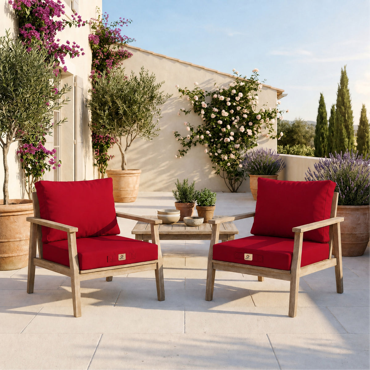 Conjunto de Cojines para Salón de Jardín 50x60 Rojo – Ancho 60 cm (Asiento + Respaldo)