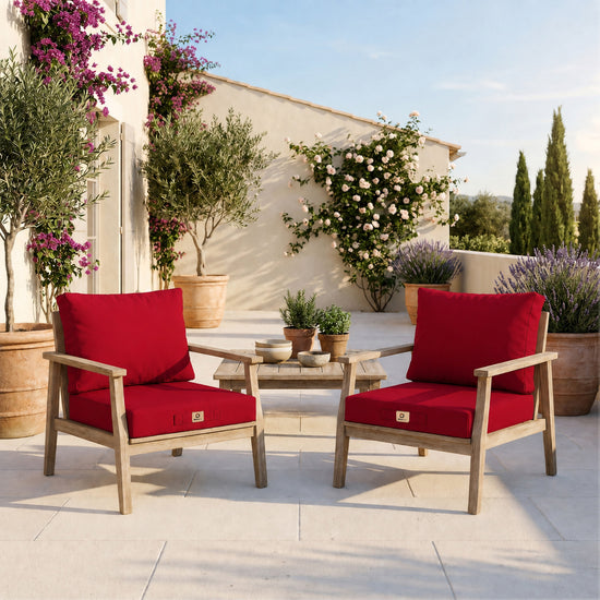 Conjunto de Cojines para Salón de Jardín 50x60 Rojo - Ancho 60 cm (Asiento + Respaldo)